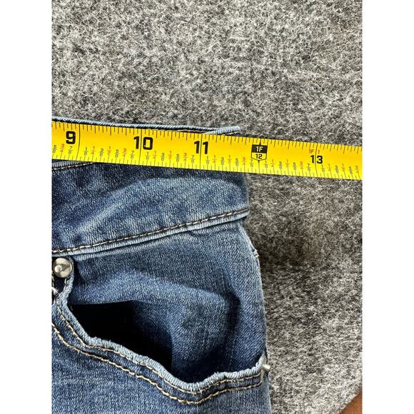 Ashley Mason Blue Floral Distressed Denim Skinny Jeans Junior's Size 1 - Picture 9 of 11